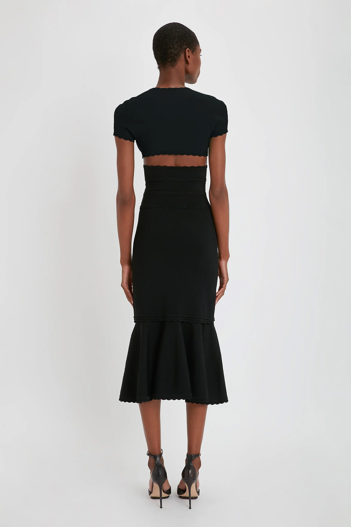 Frame Detail Cut-Out Cami Skirt In Black